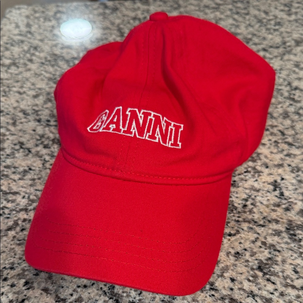 Ganni Red Baseball Cap
